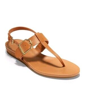 Cole HaanWomen's 9B Francine Demi Sandals Tan Brown T-strap Minimalist